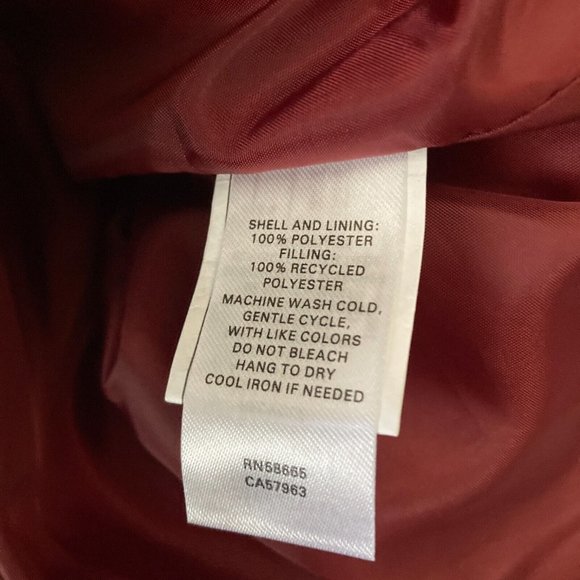 # 87 Nordstrom Puffer Coat Jacket Womens Size Medium Burgundy Wine New Chevron - Picture 5 of 10